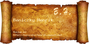Beniczky Henrik névjegykártya